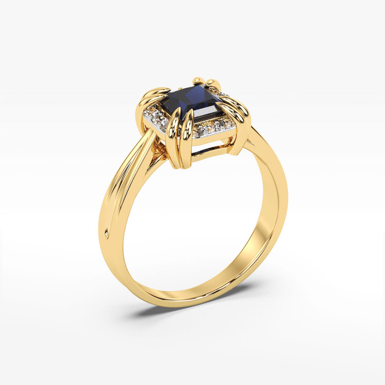 Złoty pierścionek z szafirem