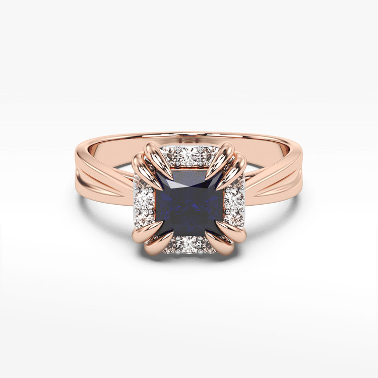 Pierścionek z różowego złota z szafirem