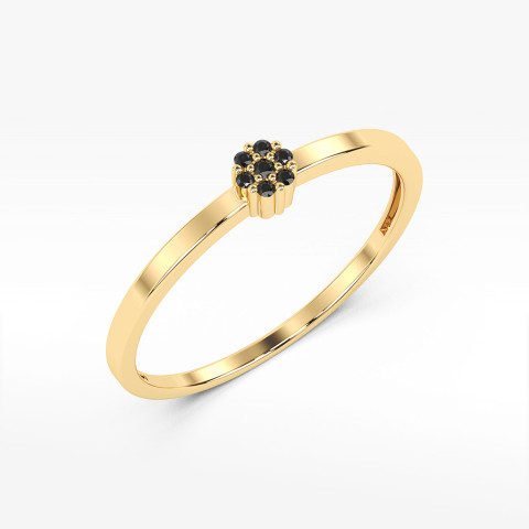 Pierścionek z żółtego złota z czarnymi diamentami  - próba 585 0,035CT PV-143ACZ