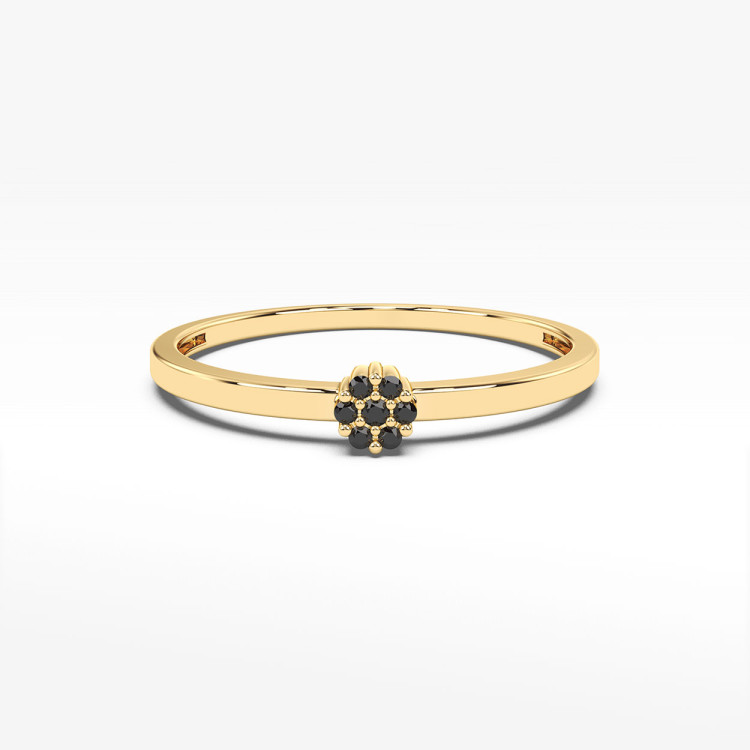 Pierścionek z żółtego złota z czarnymi diamentami  - próba 585 0,035CT PV-143ACZ