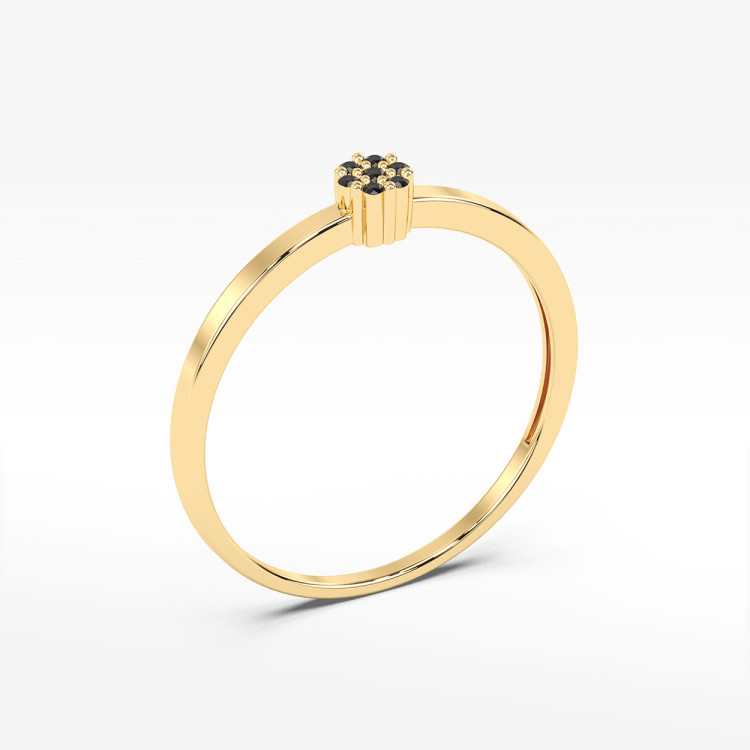 Pierścionek z żółtego złota z czarnymi diamentami  - próba 585 0,035CT PV-143ACZ