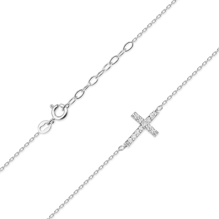 Złota celebrytka z diamentami krzyżyk