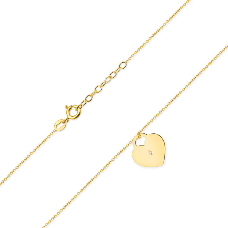 Złota celebrytka serduszko z diamentem