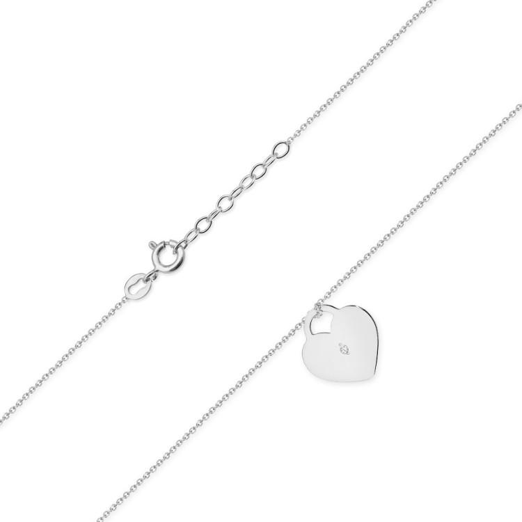 Złota celebrytka serduszko z diamentem z białego złota