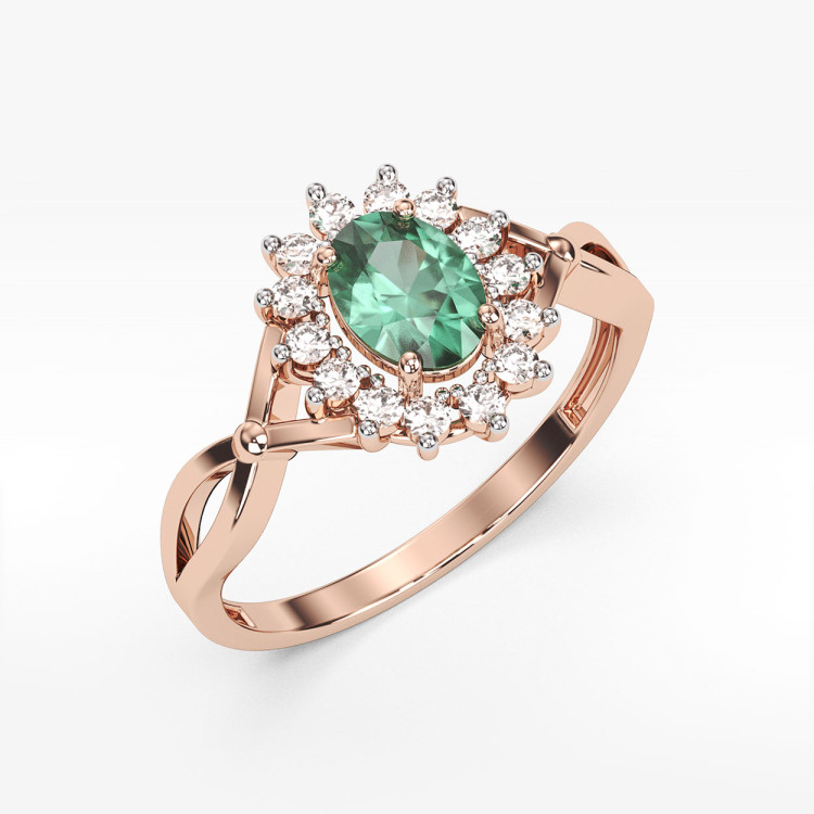 Pierścionek z szmaragdem i diamentami