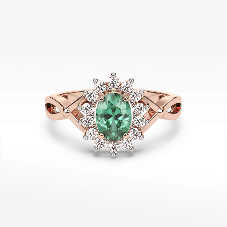 Pierścionek z szmaragdem i diamentami