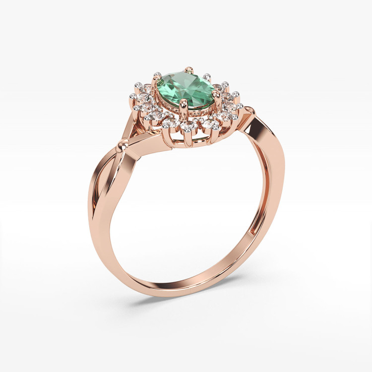 Pierścionek z szmaragdem i diamentami