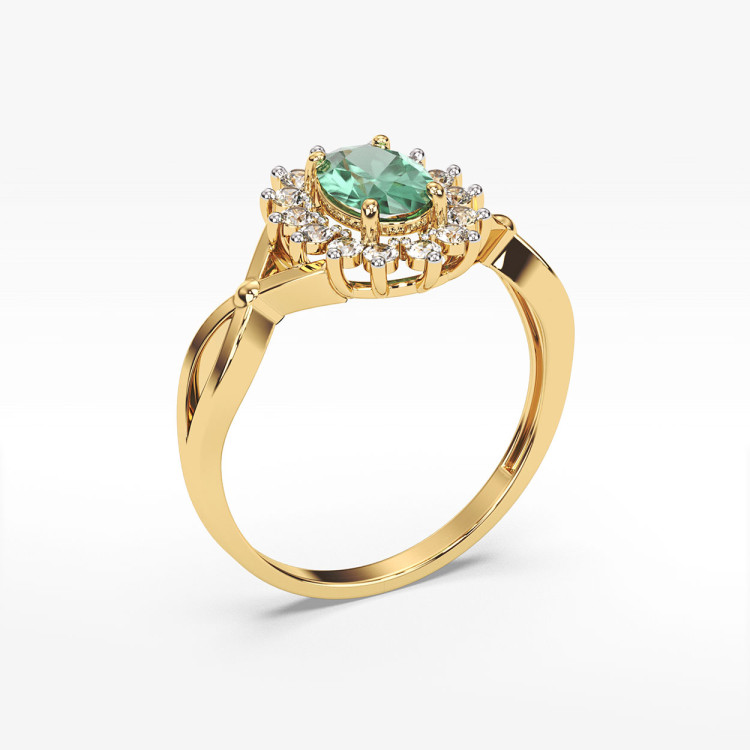 Pierścionek z szmaragdem i diamentami
