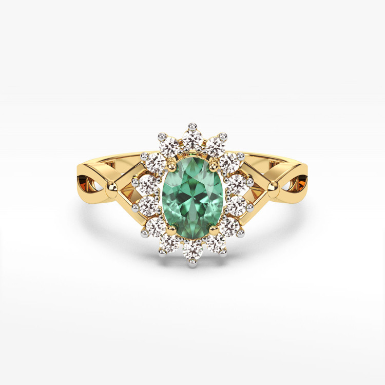 Pierścionek z szmaragdem i diamentami