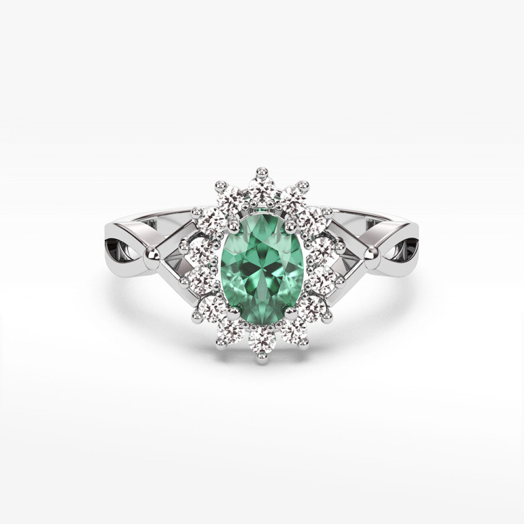 Pierścionek z szmaragdem i diamentami