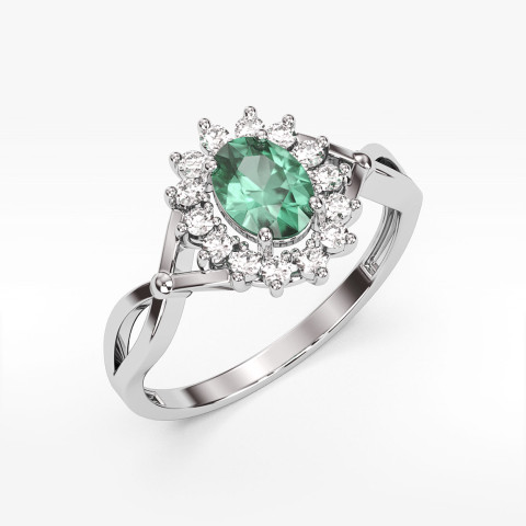 Pierścionek z szmaragdem i diamentami