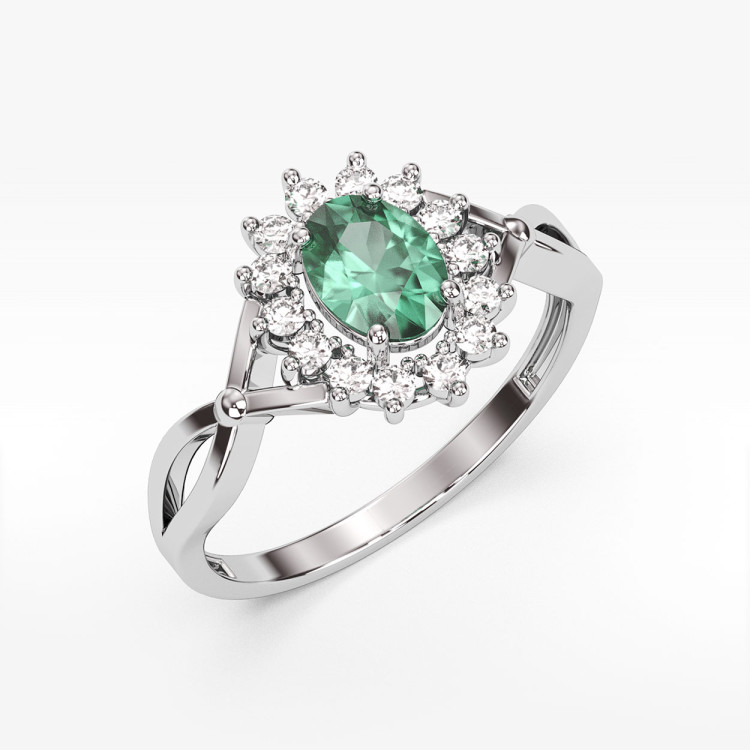 Pierścionek z szmaragdem i diamentami