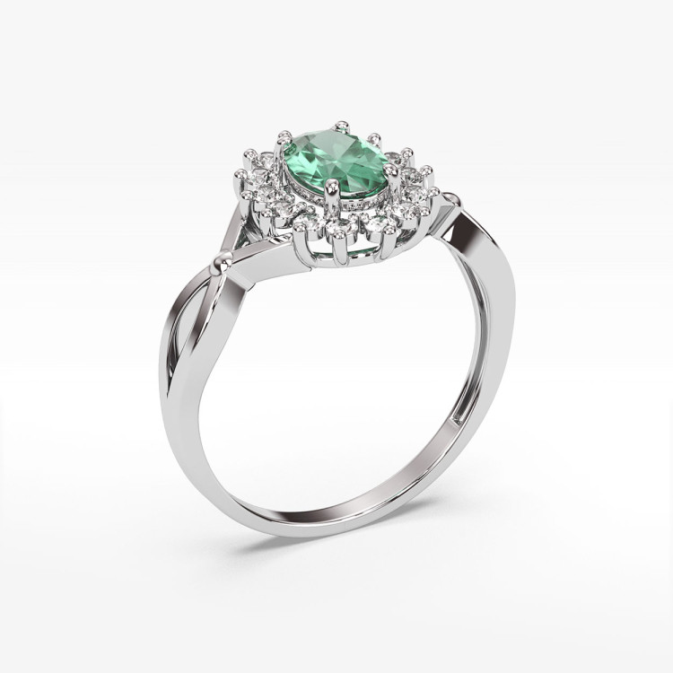 Pierścionek z szmaragdem i diamentami