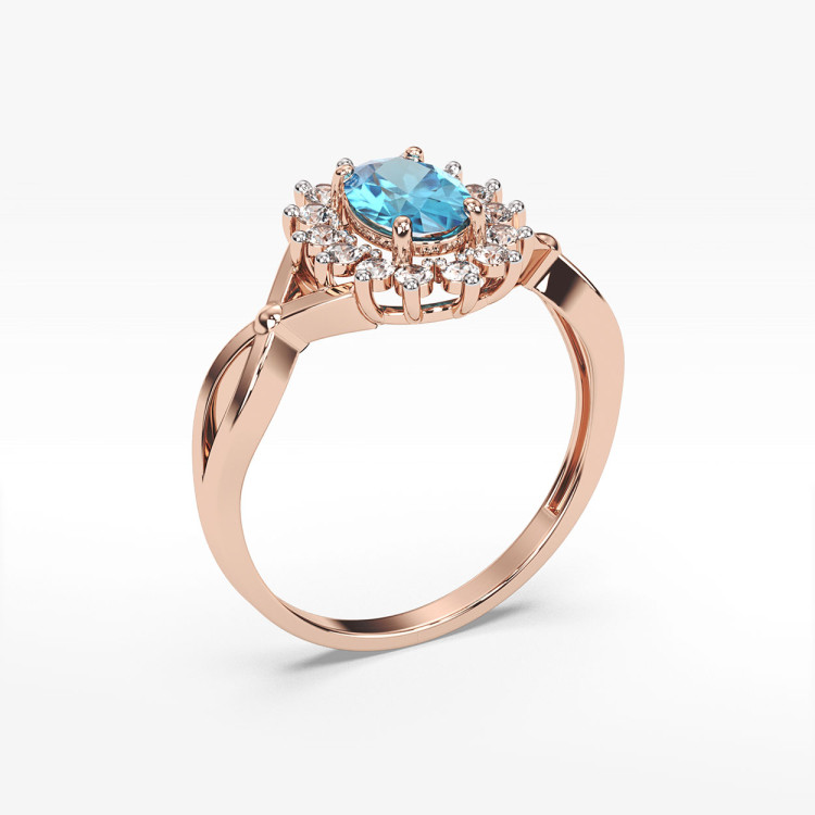 Pierścionek z topazem i diamentami