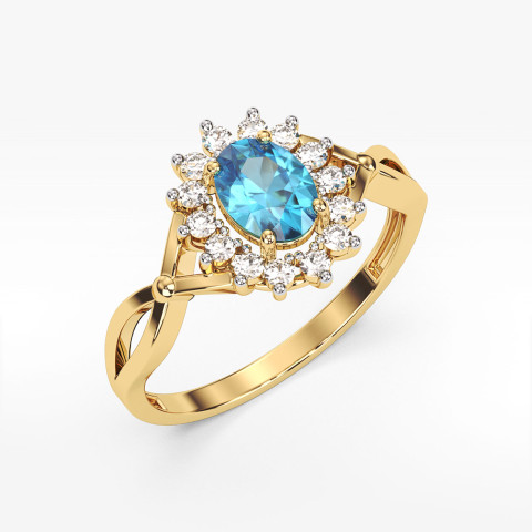 Pierścionek z topazem i diamentami