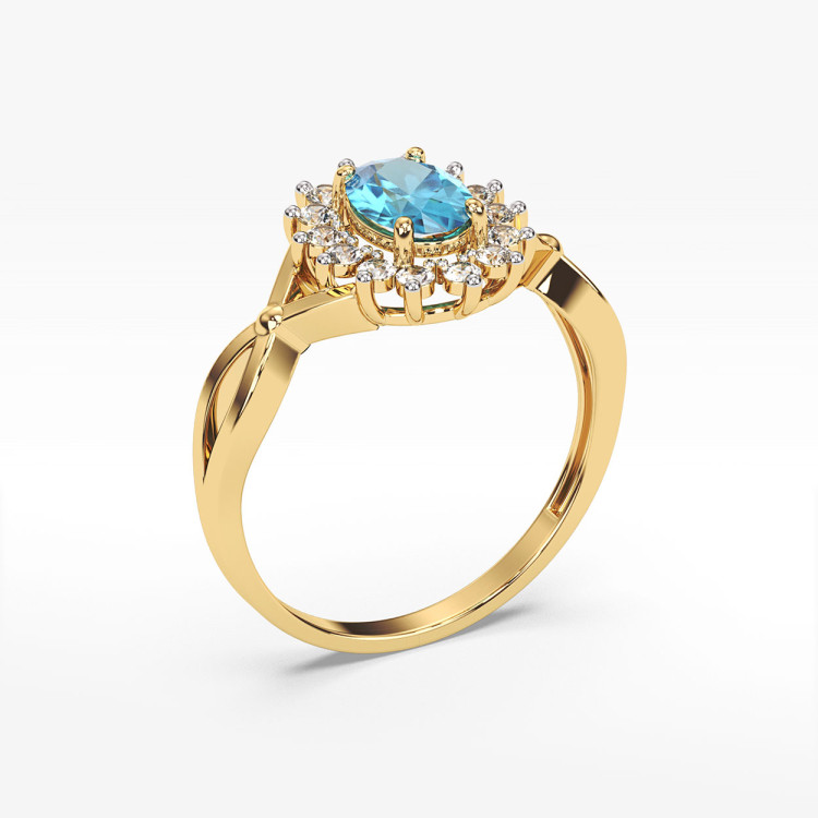 Pierścionek z topazem i diamentami