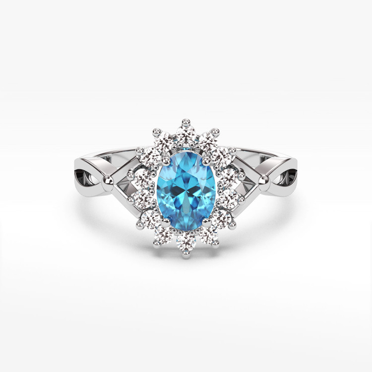 Pierścionek z topazem i diamentami