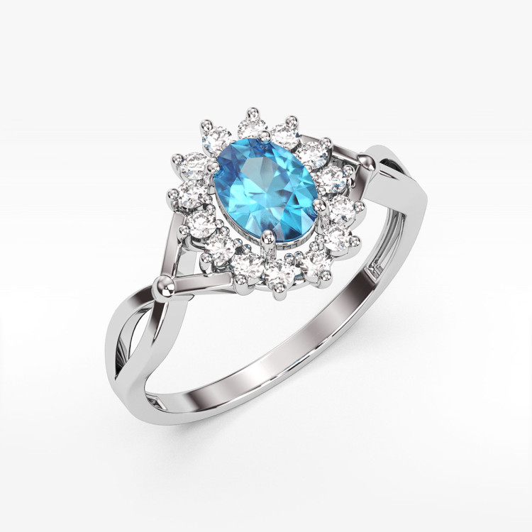 Pierścionek z topazem i diamentami