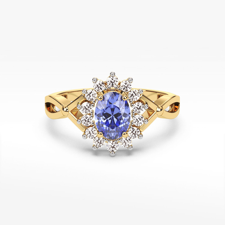 Pierścionek z tanzanitem i diamentami