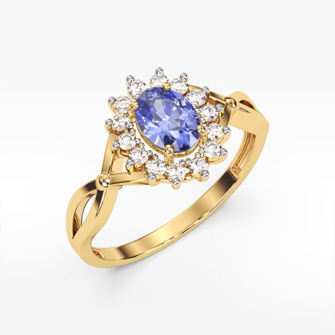Pierścionek z tanzanitem i diamentami