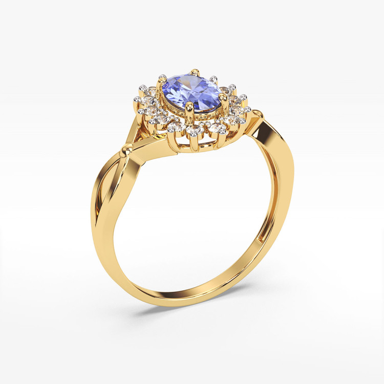 Pierścionek z tanzanitem i diamentami