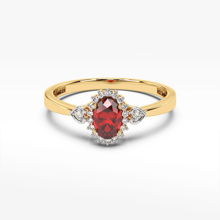 Pierścionek ze złota z rubinem i diamentami