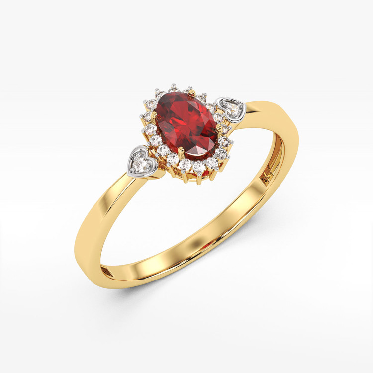 Pierścionek ze złota z rubinem i diamentami