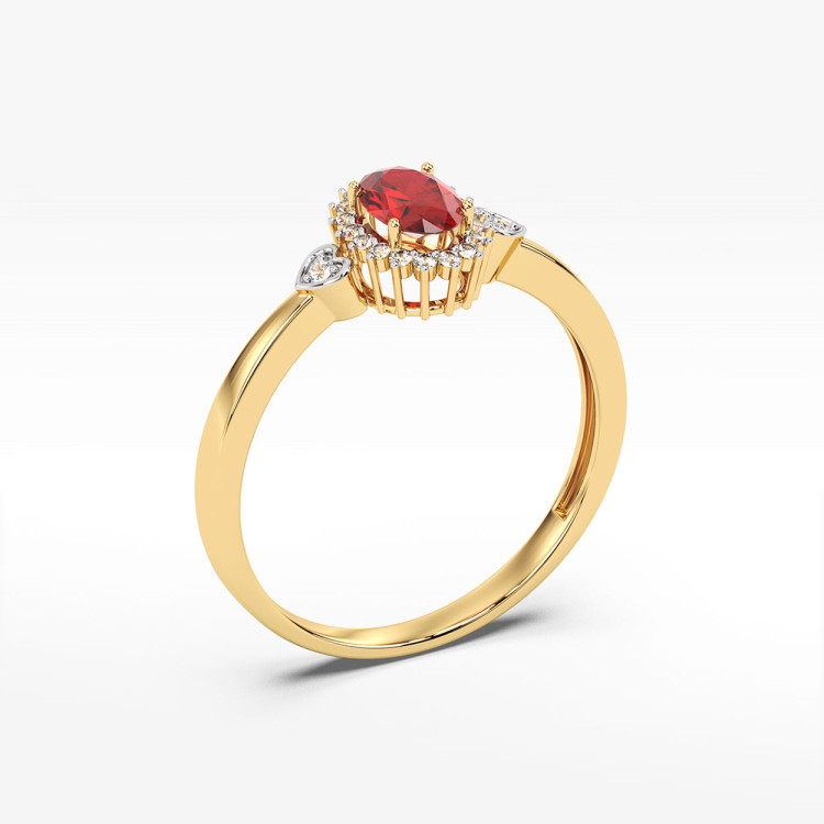 Pierścionek ze złota z rubinem i diamentami
