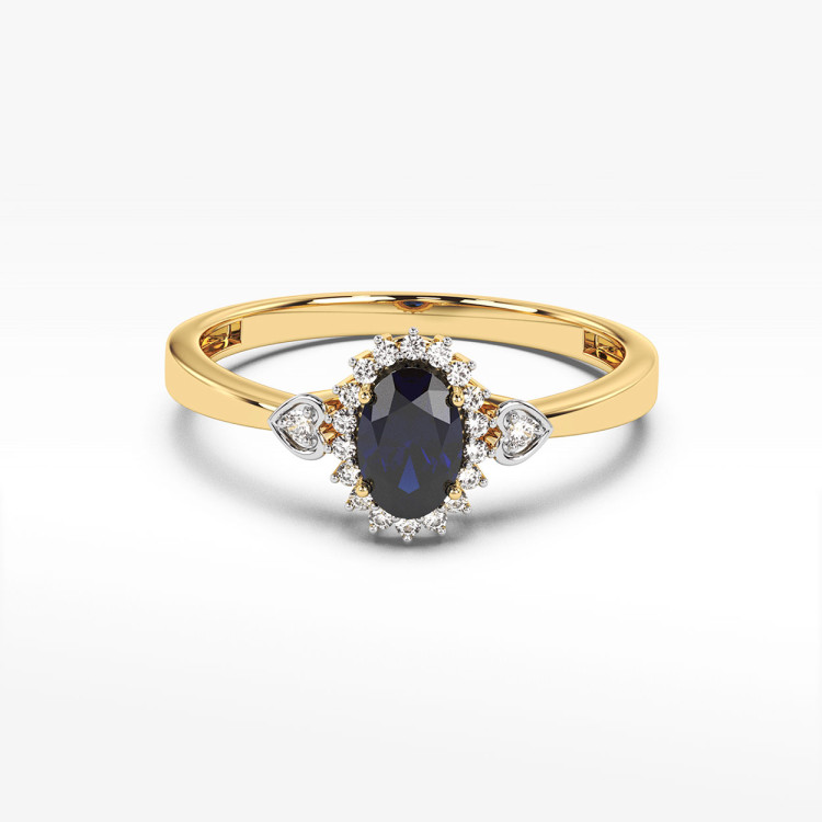 Pierścionek ze złota z szafirem i diamentami