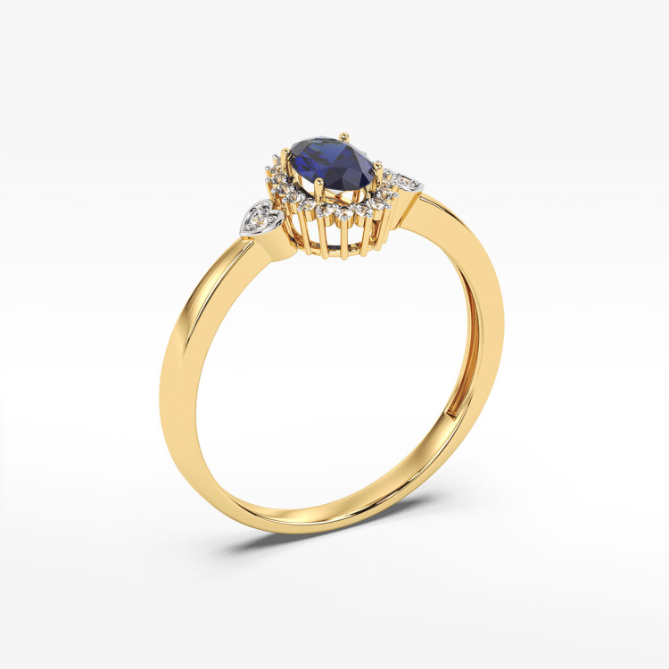 Pierścionek ze złota z szafirem i diamentami
