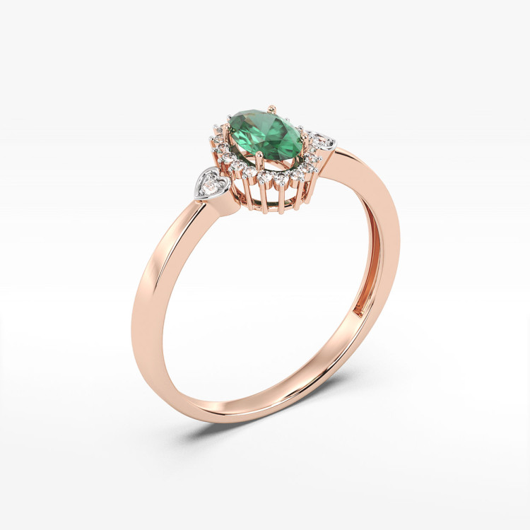 Pierścionek ze złota ze szmaragdem i diamentami