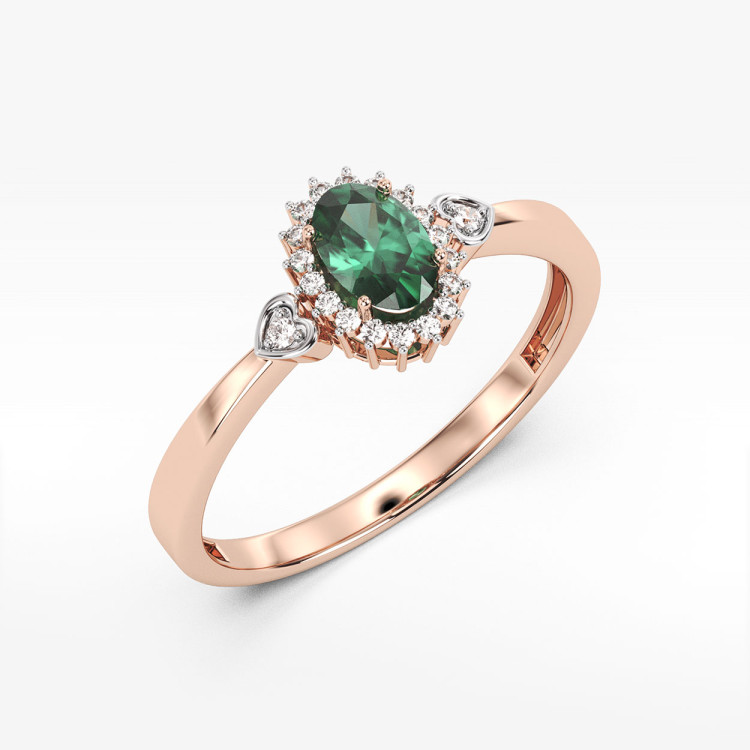 Pierścionek ze złota ze szmaragdem i diamentami