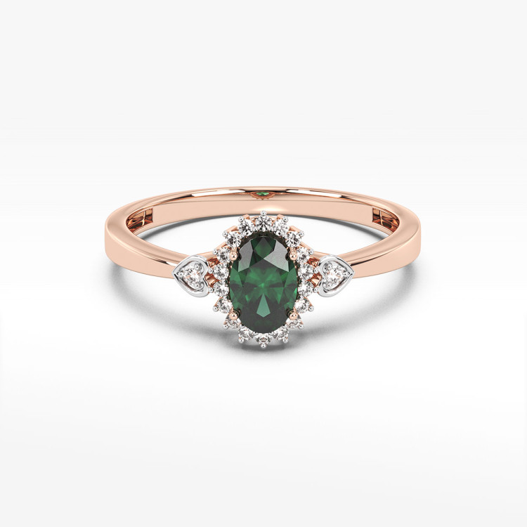 Pierścionek ze złota ze szmaragdem i diamentami