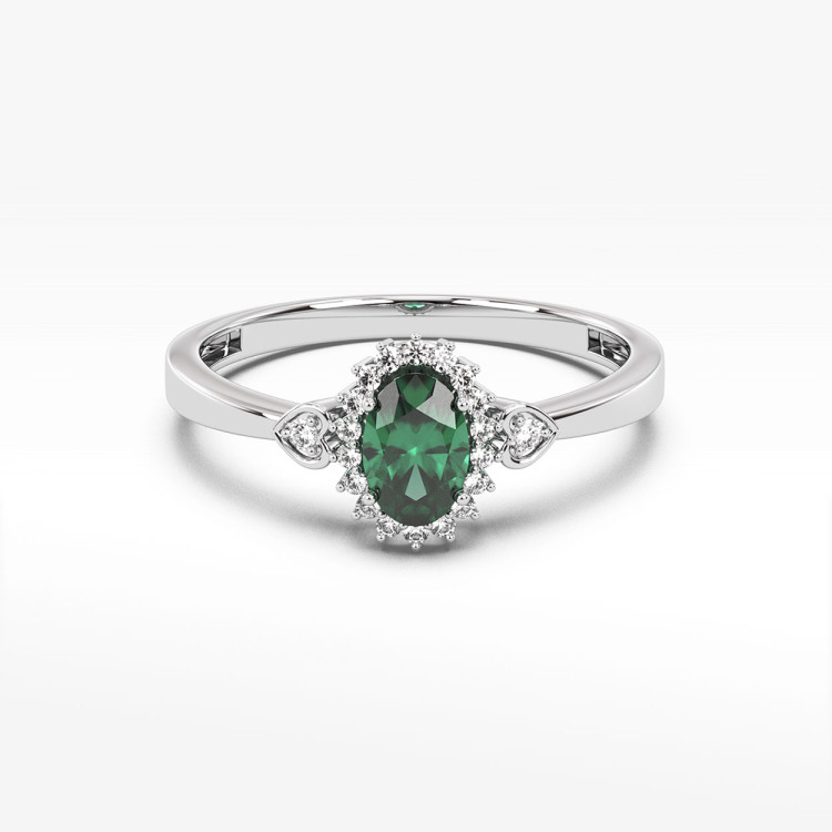 Pierścionek ze złota ze szmaragdem i diamentami