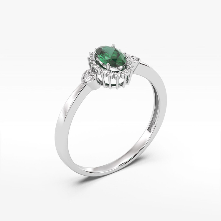 Pierścionek ze złota ze szmaragdem i diamentami