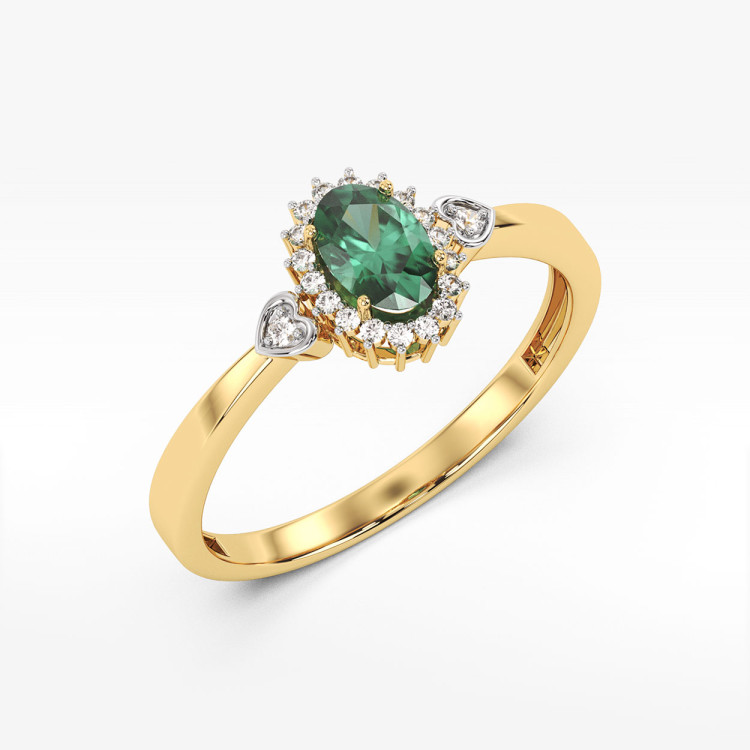 Pierścionek ze złota ze szmaragdem i diamentami