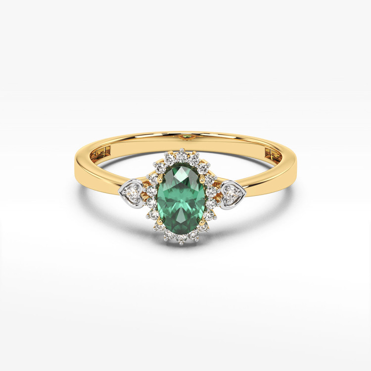 Pierścionek ze złota ze szmaragdem i diamentami