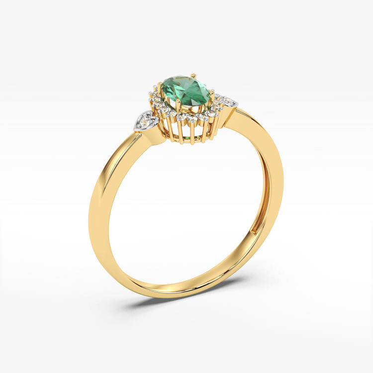 Pierścionek ze złota ze szmaragdem i diamentami