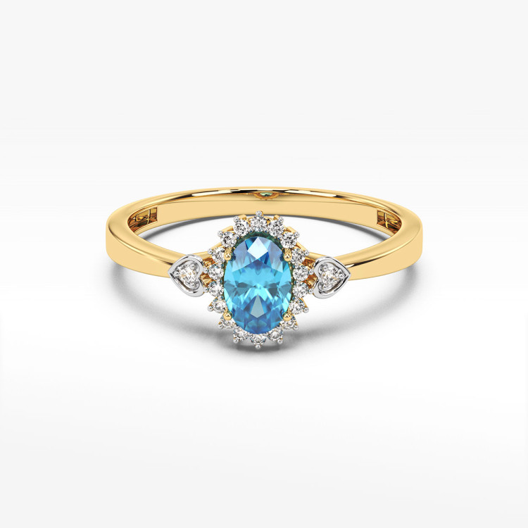 Pierścionek ze złota z topazem i diamentami