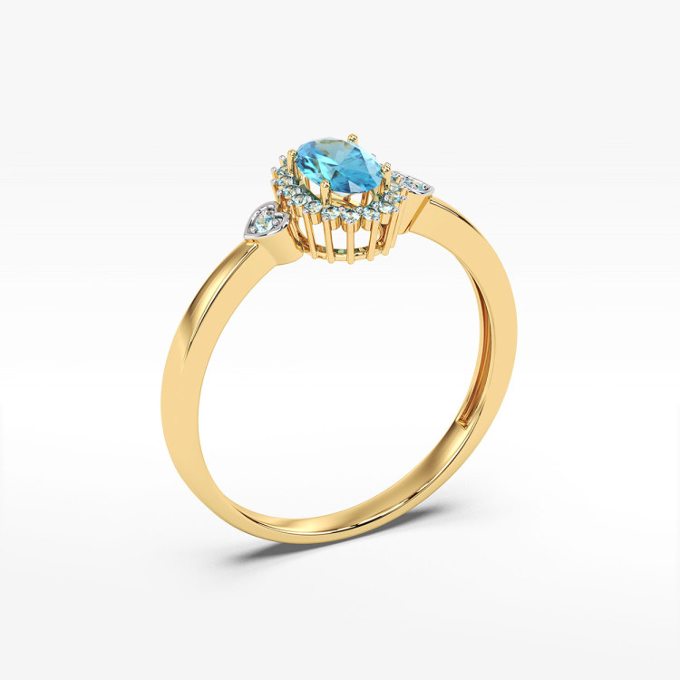 Pierścionek ze złota z topazem i diamentami