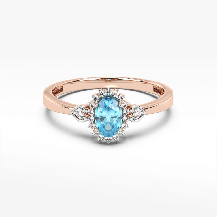 Pierścionek z różowego złota z topazem i diamentami