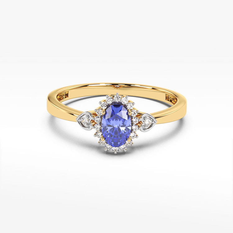 Pierścionek ze złota z tanzanitem i diamentami