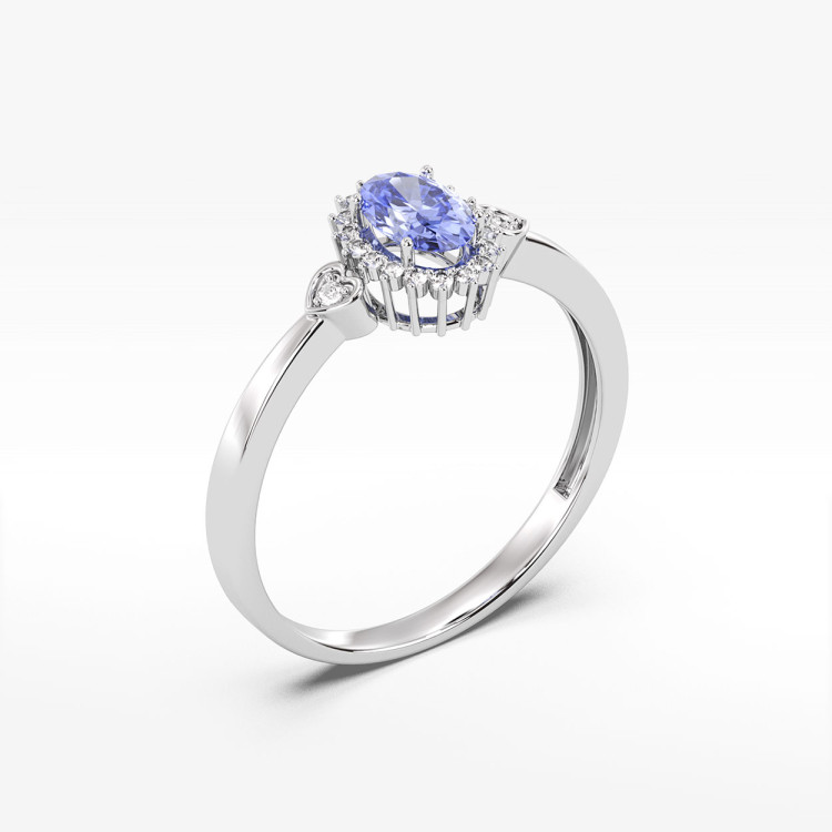 Pierścionek ze złota z tanzanitem i diamentami