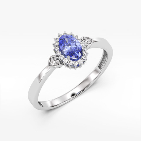 Pierścionek ze złota z tanzanitem i diamentami