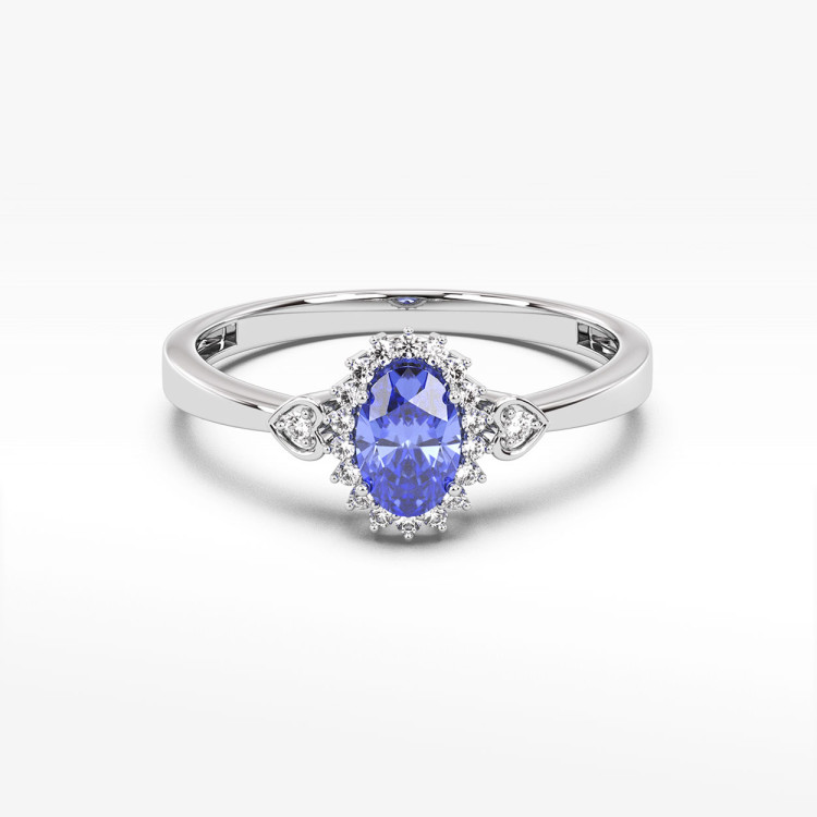 Pierścionek ze złota z tanzanitem i diamentami