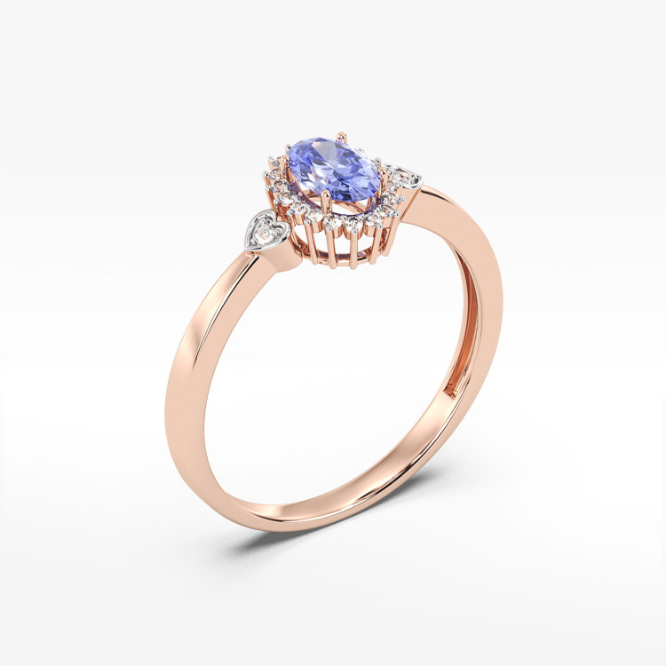 Pierścionek ze złota z tanzanitem i diamentami