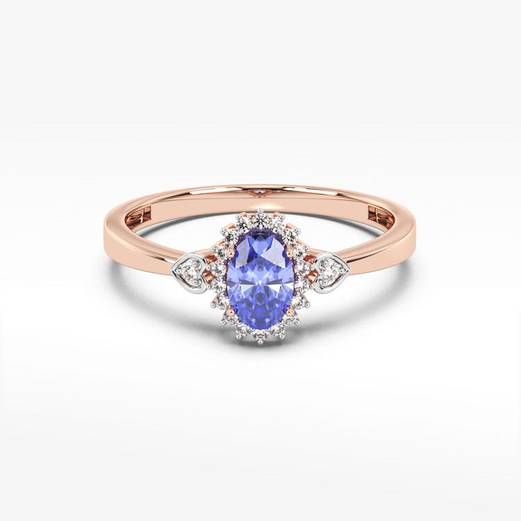 Pierścionek ze złota z tanzanitem i diamentami