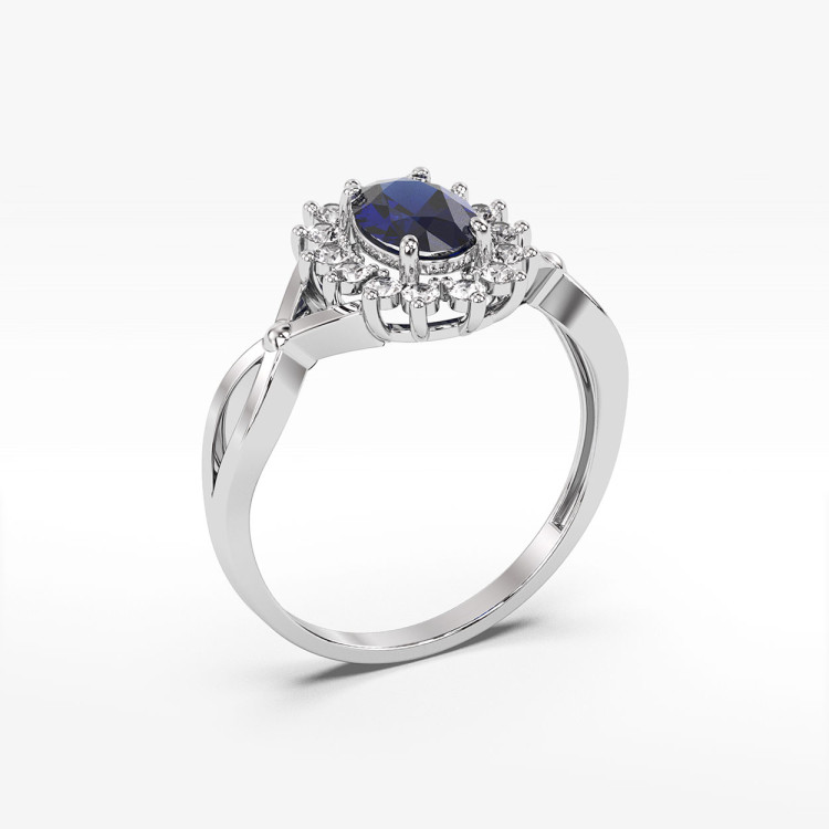 Pierścionek z szafirem i diamentami