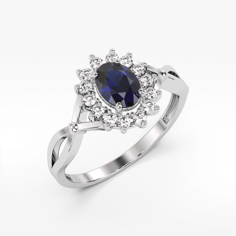 Pierścionek z szafirem i diamentami