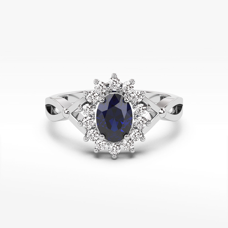 Pierścionek z szafirem i diamentami